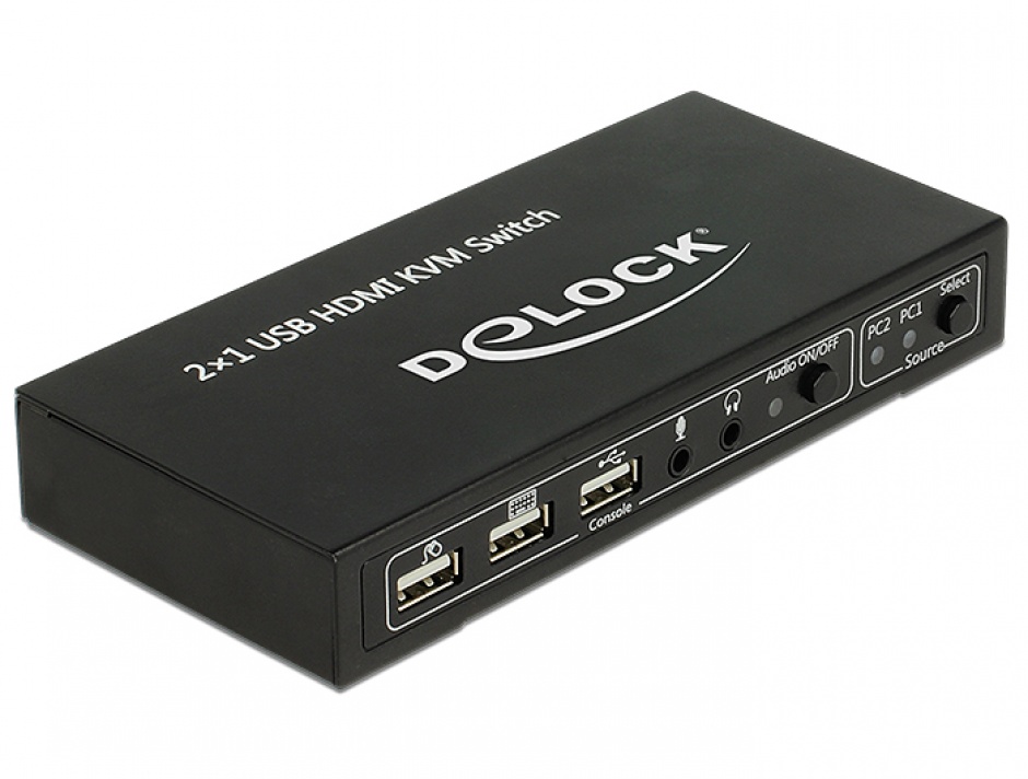 Imagine Switch KVM HDMI 2 porturi cu USB 2.0 si Audio, Delock 11421